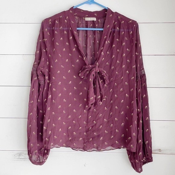 Ulla Johnson Odelia Floral Embroidered Bow Tie Top Size 8 - Picture 4 of 10